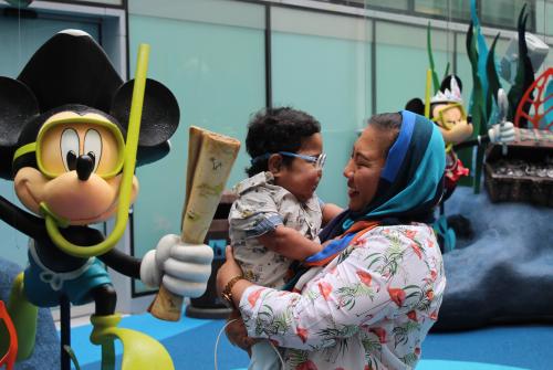Omar and mum in the Disney Reef at GOSH