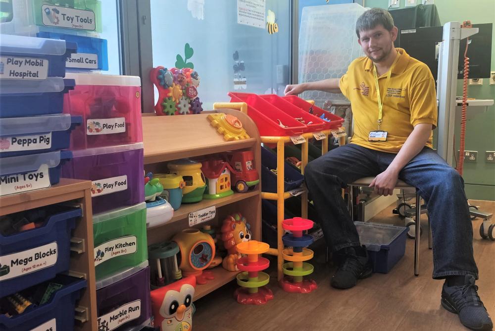 Tom at the Play Centre on the Bumblebee Ward at GOSH's International and Private Care Directorate